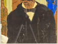 Early Robert O. Lenkiweicz Gouache Portait Man and Woman