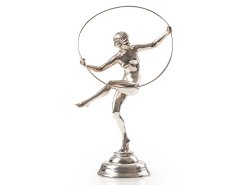 c1930 Art Deco Silver Plated Statue Hoop Dancer by A M Bouraine