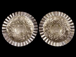 c1837 Portugal Oporto Porto Coat of Arms Silver Dishes