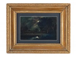 Walter Fryer Stocks Moonlight Victorian Landscape Watercolour