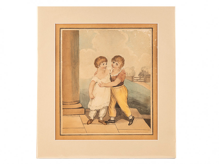 After Adam Buck Brother Sister Georgian Child Watercolour