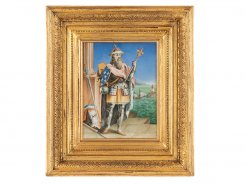 Illuminated Manuscript Watercolour Painting of Charlemagne