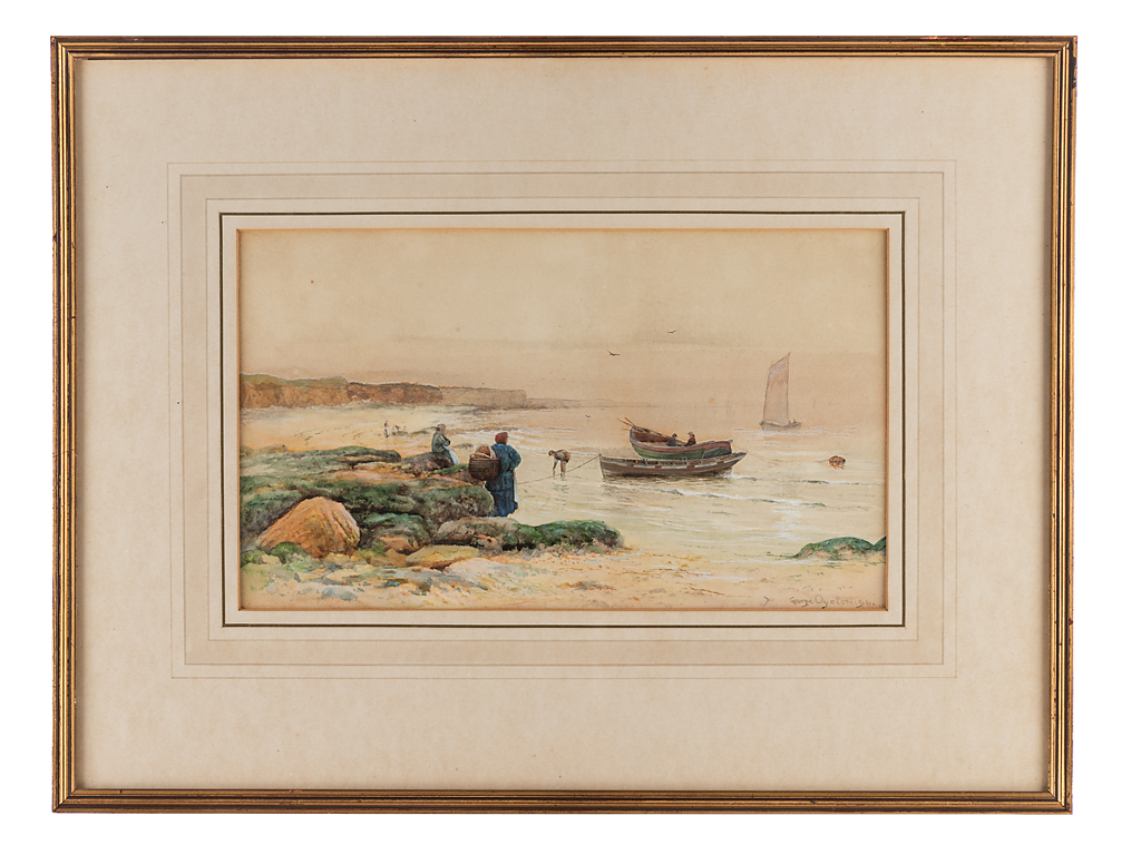 1896 George Oyston Watercolour of South Shields Beach Scene